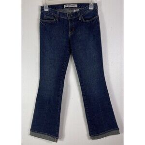 GAP Ultra Low Rise Flare Jeans Womens Size 8 Stretch Ankle Cuffed Casual Preppy